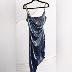 Shop Akira Dress New With Tags Deep Sea Satin Blue Medium
